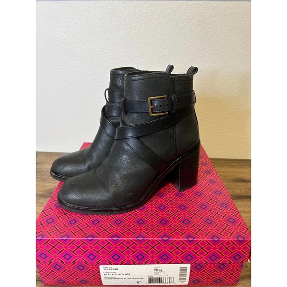 Tory Burch HASTINGS Ankle Cross Strap 85mm Booties SZ 9 - Picture 1 of 11